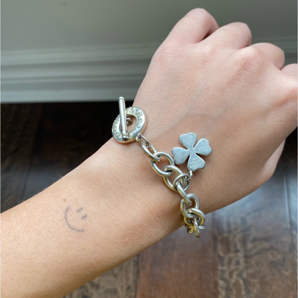 Authentic Links of London Sterling Silver 925 Chain Bracelet Clover Charm